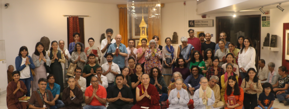 Venerable Geshe Dorji Damdul, Director, Tibet House with Nalanda courses participant during National Museum visit.